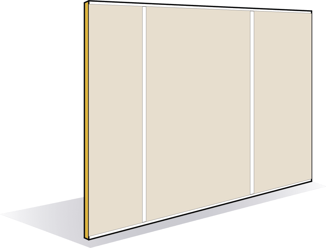 Cloison pleine toute hauteur avec couvres joints 78mm