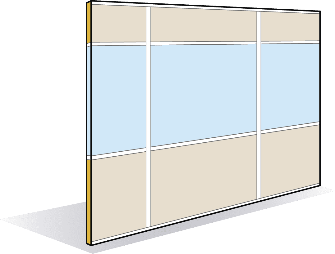 Cloison vitrée sur allège pleine imposte pleine 78mm