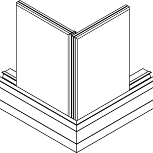 90° edge-to-edge glass junction 40mm