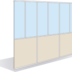 Cloison semi vitrée traverses verticales sur allège pleine 40mm