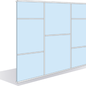 Cloison vitrée toute hauteur traverses horizontales 40mm