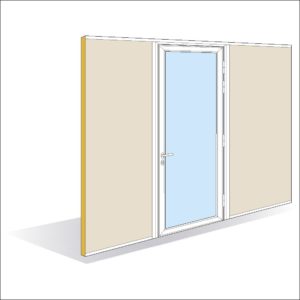 Porte battante cadre aluminium épaisseur 100 mm toute hauteur simple vantail