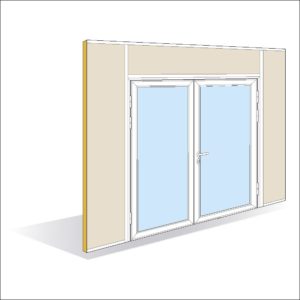 Porte battante cadre aluminium épaisseur 40 mm double vantail