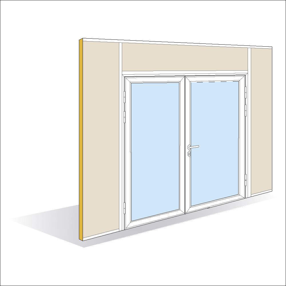 Porte battante cadre aluminium épaisseur 40 mm double vantail