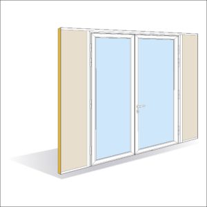 Porte battante cadre aluminium épaisseur 40 mm toute hauteur double vantail