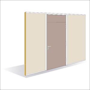 Porte battante bois épaisseur 40 mm imposte filante simple vantail