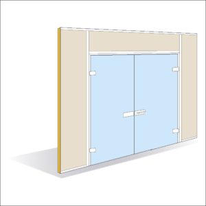 Porte battante verre épaisseur 8 mm double vantail