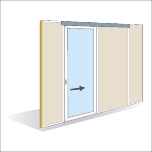 Overlay sliding door with 40 mm aluminum frame, single-leaf, full-height