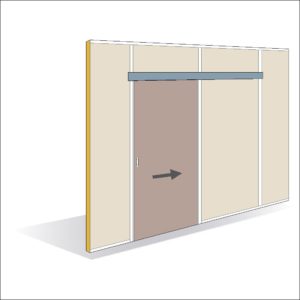 Porte coulissante en applique bois épaisseur 40 mm simple vantail