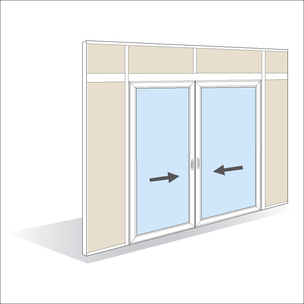 Double-leaf sliding door with aluminium frame, thickness 60 mm