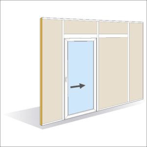 1-leaf aluminium-framed sliding door, 60 mm thick