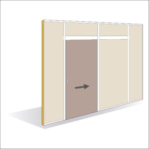 Porte coulissante à galandage bois épaisseur 40 mm simple vantail