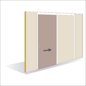 Porte coulissante à galandage bois épaisseur 40 mm toute hauteur simple vantail