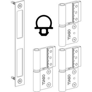 KIT 3 PAUMELLES ALU SS SERRURE