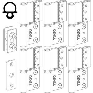 KIT 6 PAUMELLES ALU SS SERRURE